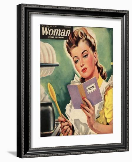 Woman, Cooking, Women at War Magazine, UK, 1942-null-Framed Giclee Print
