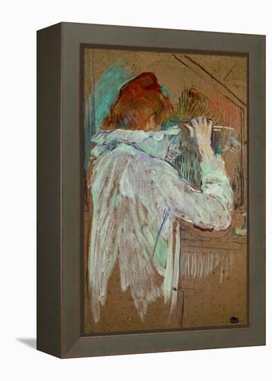 Woman Curling Her Hair-Henri de Toulouse-Lautrec-Framed Premier Image Canvas