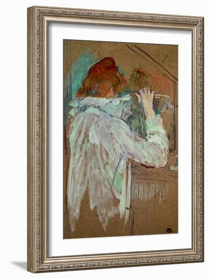 Woman Curling Her Hair-Henri de Toulouse-Lautrec-Framed Giclee Print