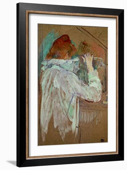 Woman Curling Her Hair-Henri de Toulouse-Lautrec-Framed Giclee Print