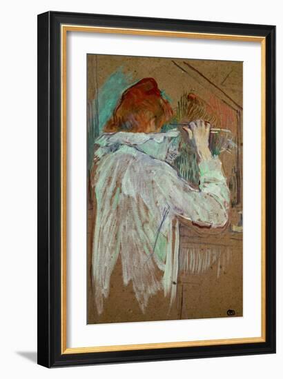 Woman Curling Her Hair-Henri de Toulouse-Lautrec-Framed Giclee Print