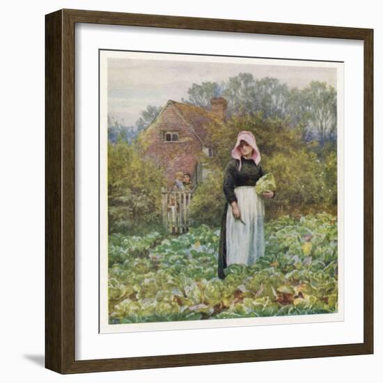 Woman Cuts Cabbages-Helen Allingham-Framed Art Print