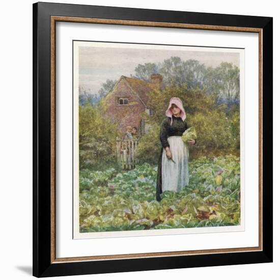 Woman Cuts Cabbages-Helen Allingham-Framed Art Print