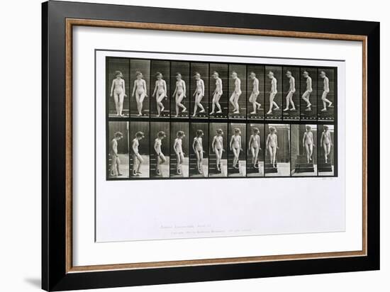 Woman Descending Steps, Plate 137 from 'Animal Locomotion', 1887 (B/W Photo)-Eadweard Muybridge-Framed Giclee Print