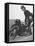 Woman Dispatch Rider Standing Beside Her Motorcycle-Hans Wild-Framed Premier Image Canvas