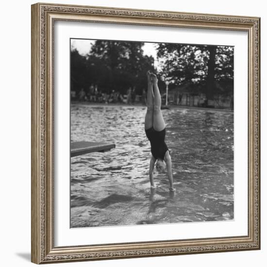 Woman Diving into a Swimming Pool, 20th Century-null-Framed Giclee Print