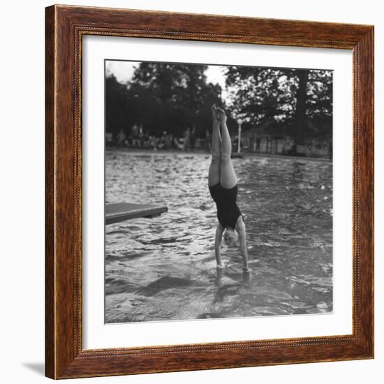 Woman Diving into a Swimming Pool, 20th Century-null-Framed Giclee Print