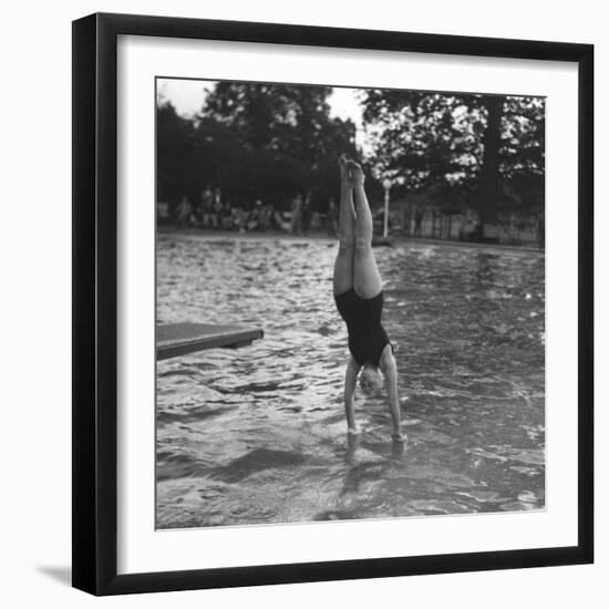 Woman Diving into a Swimming Pool, 20th Century-null-Framed Giclee Print