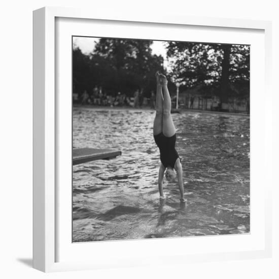 Woman Diving into a Swimming Pool, 20th Century-null-Framed Giclee Print