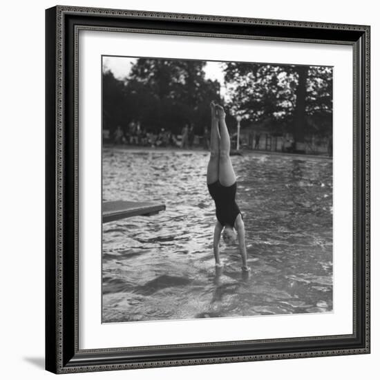 Woman Diving into a Swimming Pool, 20th Century-null-Framed Giclee Print