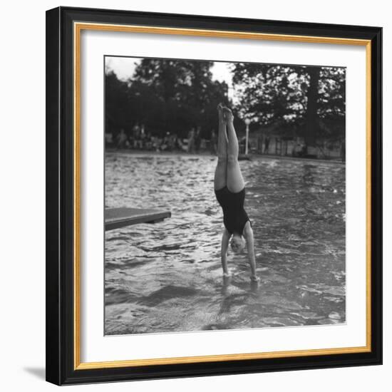 Woman Diving into a Swimming Pool, 20th Century-null-Framed Giclee Print