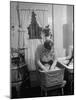 Woman Doing Laundry by Hand after Washing Machine Broke Down-null-Mounted Photographic Print