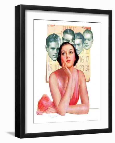 "Woman Dreaming of Beaus,"June 3, 1933-George W. Gage-Framed Giclee Print