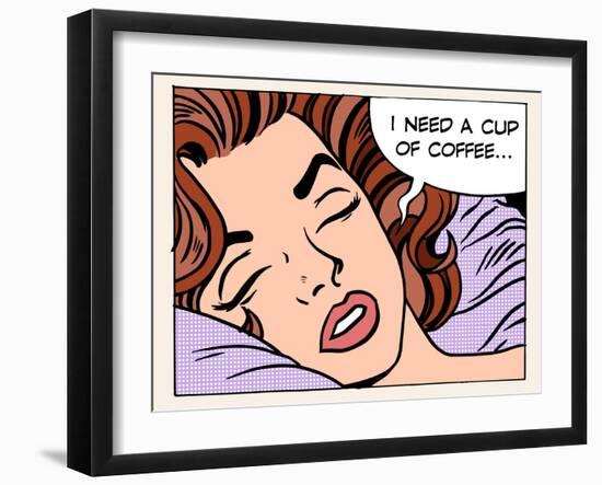 Woman Dreams Morning Cup Coffee-studiostoks-Framed Art Print