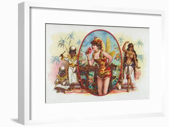 Woman Dressed as a Fairy Smelling a Rose with Islanders Cigar Box Label-Lantern Press-Framed Art Print