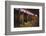 Woman Dressed in Red Walking Past Stalls of Clydesdale Horses at the Iowa State Fair, 1955-John Dominis-Framed Photographic Print