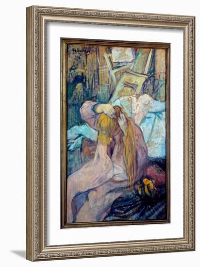 Woman Dressing Oil on Cardboard by Henri De Toulouse Lautrec (1864-1901) 1891 Sun. 0,3X0,44 M Paris-Henri de Toulouse-Lautrec-Framed Giclee Print