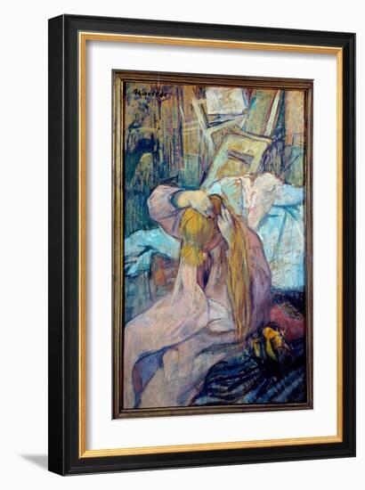 Woman Dressing Oil on Cardboard by Henri De Toulouse Lautrec (1864-1901) 1891 Sun. 0,3X0,44 M Paris-Henri de Toulouse-Lautrec-Framed Giclee Print