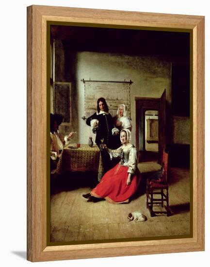 Woman Drinking with Soldiers, 1658-Pieter de Hooch-Framed Premier Image Canvas