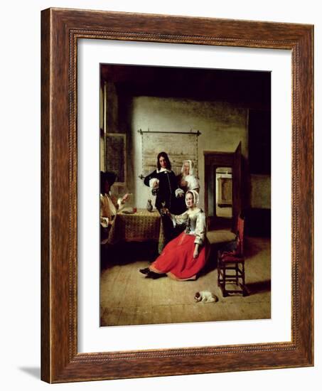 Woman Drinking with Soldiers, 1658-Pieter de Hooch-Framed Giclee Print