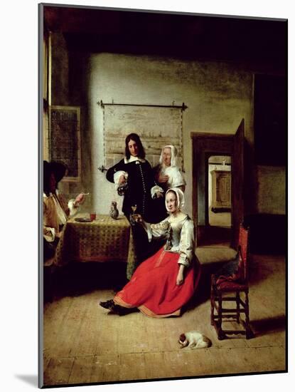 Woman Drinking with Soldiers, 1658-Pieter de Hooch-Mounted Giclee Print