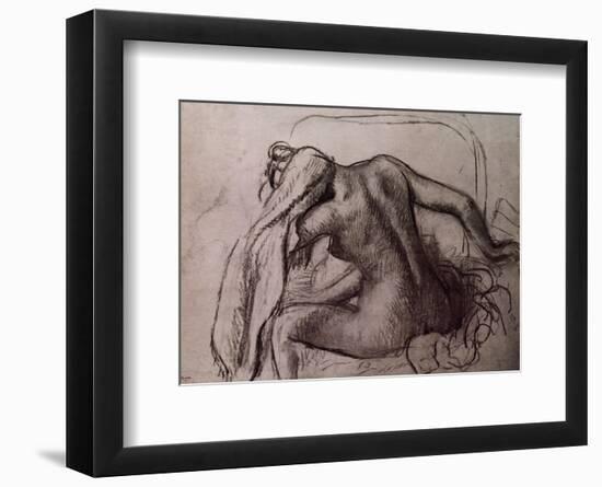 Woman Drying Her Neck-Edgar Degas-Framed Art Print