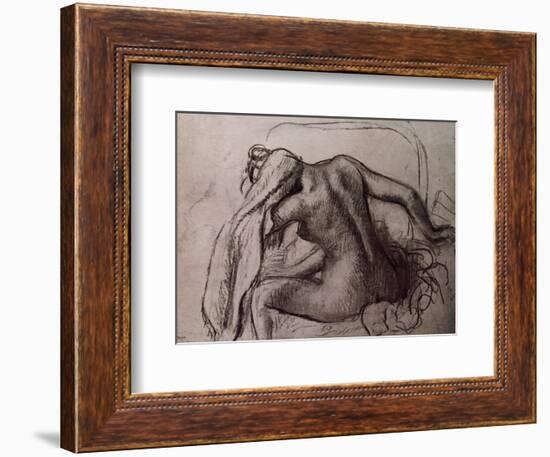 Woman Drying Her Neck-Edgar Degas-Framed Art Print