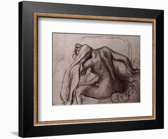 Woman Drying Her Neck-Edgar Degas-Framed Art Print