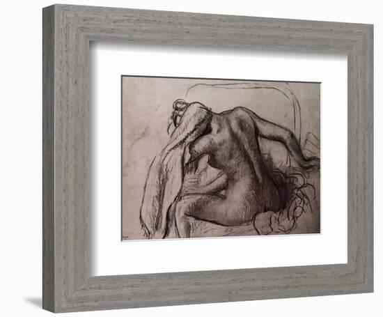 Woman Drying Her Neck-Edgar Degas-Framed Art Print