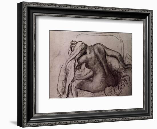 Woman Drying Her Neck-Edgar Degas-Framed Art Print