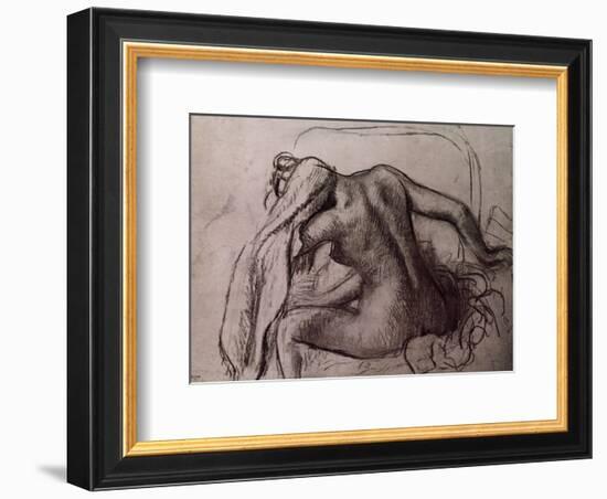 Woman Drying Her Neck-Edgar Degas-Framed Art Print