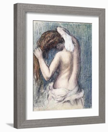 Woman Drying Herself (Femme s'essuyant). Ca. 1906-Edgar Degas-Framed Giclee Print