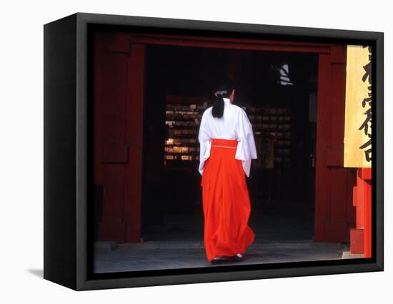 Woman Enters the Tsurugaoka Hachimangu Shrine, Kamakura, Japan-Nancy & Steve Ross-Framed Premier Image Canvas