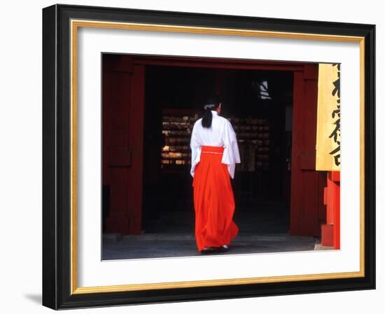 Woman Enters the Tsurugaoka Hachimangu Shrine, Kamakura, Japan-Nancy & Steve Ross-Framed Photographic Print