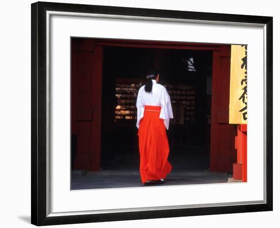 Woman Enters the Tsurugaoka Hachimangu Shrine, Kamakura, Japan-Nancy & Steve Ross-Framed Photographic Print