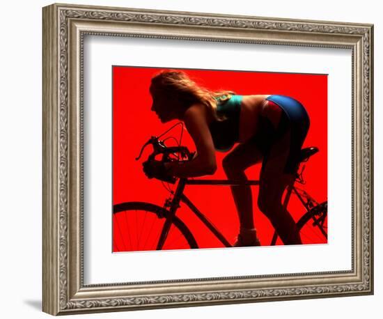 Woman Exercising on Bike-Bill Bachmann-Framed Photographic Print