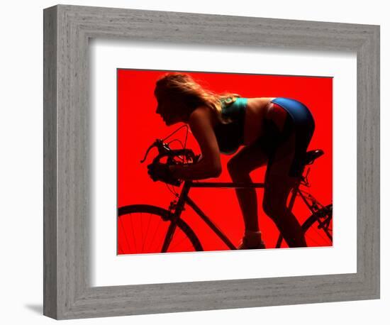 Woman Exercising on Bike-Bill Bachmann-Framed Photographic Print
