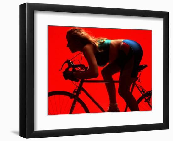 Woman Exercising on Bike-Bill Bachmann-Framed Photographic Print