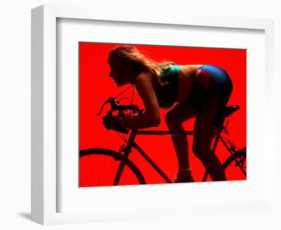 Woman Exercising on Bike-Bill Bachmann-Framed Photographic Print