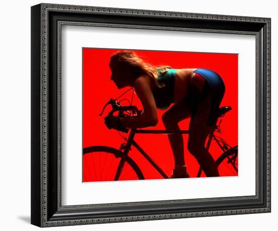 Woman Exercising on Bike-Bill Bachmann-Framed Photographic Print