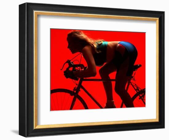 Woman Exercising on Bike-Bill Bachmann-Framed Photographic Print