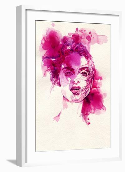 Woman Face. Hand Painted Fashion Illustration-Anna Ismagilova-Framed Art Print