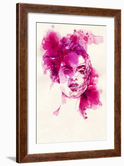 Woman Face. Hand Painted Fashion Illustration-Anna Ismagilova-Framed Art Print