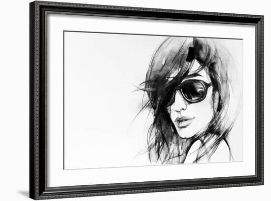 Woman Face. Hand Painted Fashion Illustration-Anna Ismagilova-Framed Art Print