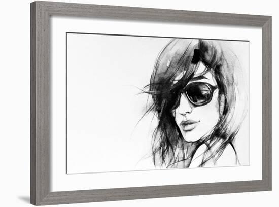 Woman Face. Hand Painted Fashion Illustration-Anna Ismagilova-Framed Art Print