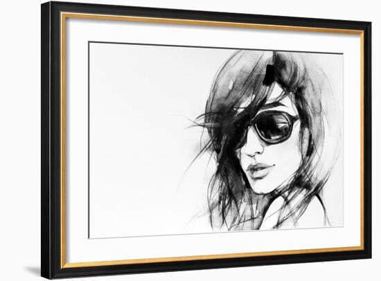 Woman Face. Hand Painted Fashion Illustration-Anna Ismagilova-Framed Art Print