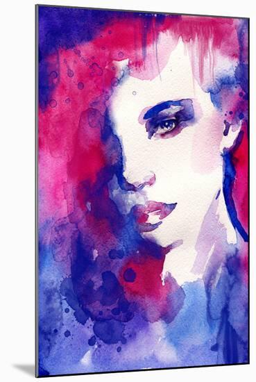 Woman Face. Hand Painted Fashion Illustration-Anna Ismagilova-Mounted Art Print