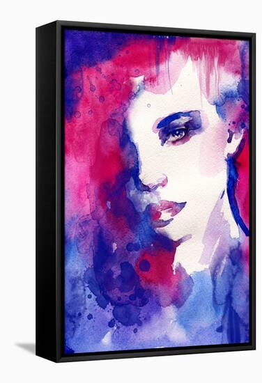 Woman Face. Hand Painted Fashion Illustration-Anna Ismagilova-Framed Stretched Canvas