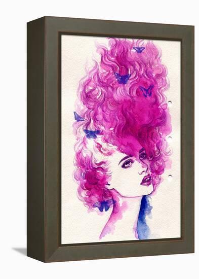 Woman Face. Hand Painted Fashion Illustration-Anna Ismagilova-Framed Stretched Canvas