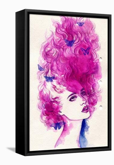 Woman Face. Hand Painted Fashion Illustration-Anna Ismagilova-Framed Stretched Canvas